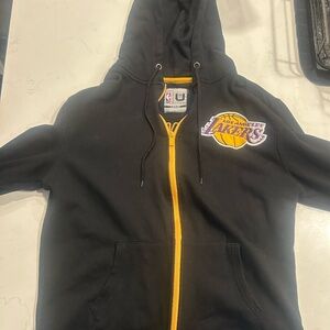 NBA Black Hoodie with Yellow Zip and Trim